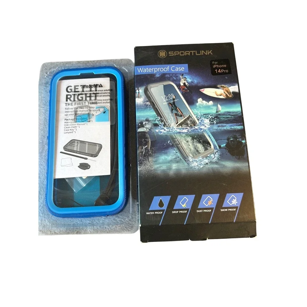 NWT Sportlink Waterproof Case for‎ iPhone 14 Pro Blue Drop Dust Snow Proof